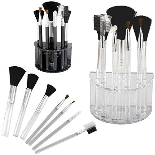 AllTopBargains 7 pc Cosmetic Makeup Brush Set Blending Brushes + Holder Organizer Display Tools