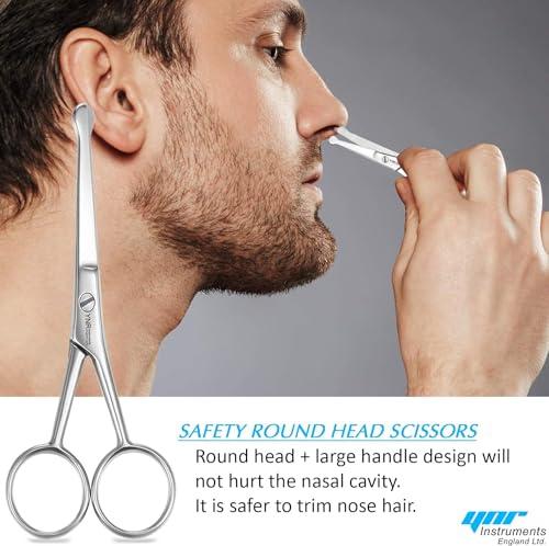 YNR 10CM Premium Nose Hair Scissors, Rounded Tip for Trimming Small Details Facial Hair, Ear Hair, Eyebrow