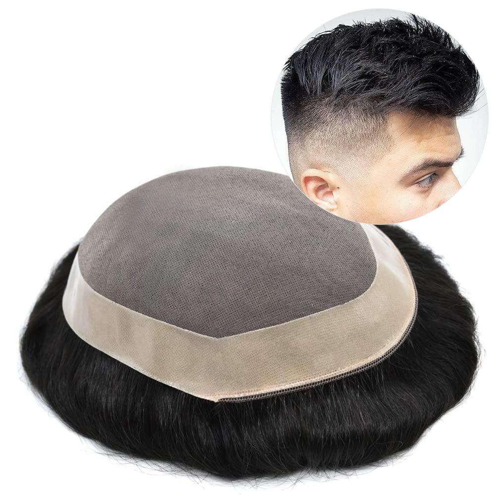 Notherss Notherss Toupee for Men Durable Fine Mono Hair System Skin NPU Natural Looking Monofilament Wigs Mens Toupee Hairpieces Medium Density European Human Hair Pieces For Men Hand Tied Men Toupee