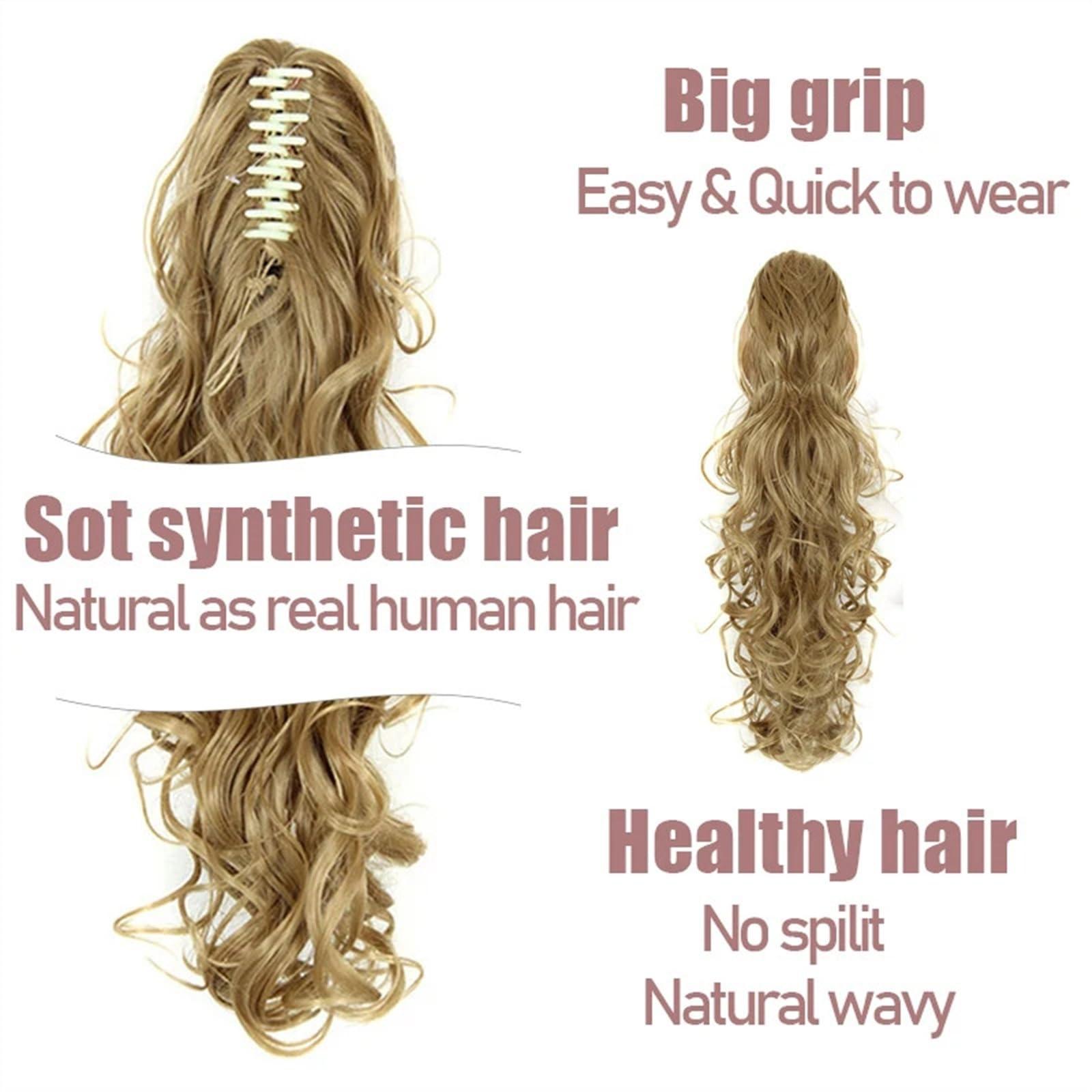 WAOCEO Ponytail Hair Extensions Claw Clip Ponytail Extension 20inch Long Wavy Curly Ponytail Hair Extensions Natural Curly Synthetic Claw Clip in Pony Tail Hairpiece Pony Tails Extensions Human Hair(2-33)