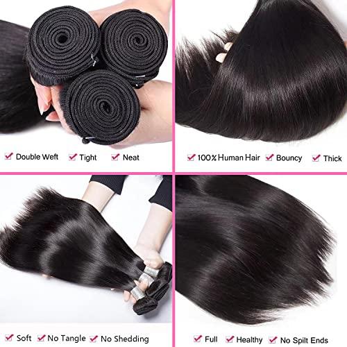 Wowqueen Beauty 10A Straight Single Bundles Human Hair 10 Inch Brazilian Straight Human Hair Bundles 100% Unprocessed Virgin Weave Bundles Human Hair 1 One Bundle Natural Black Color