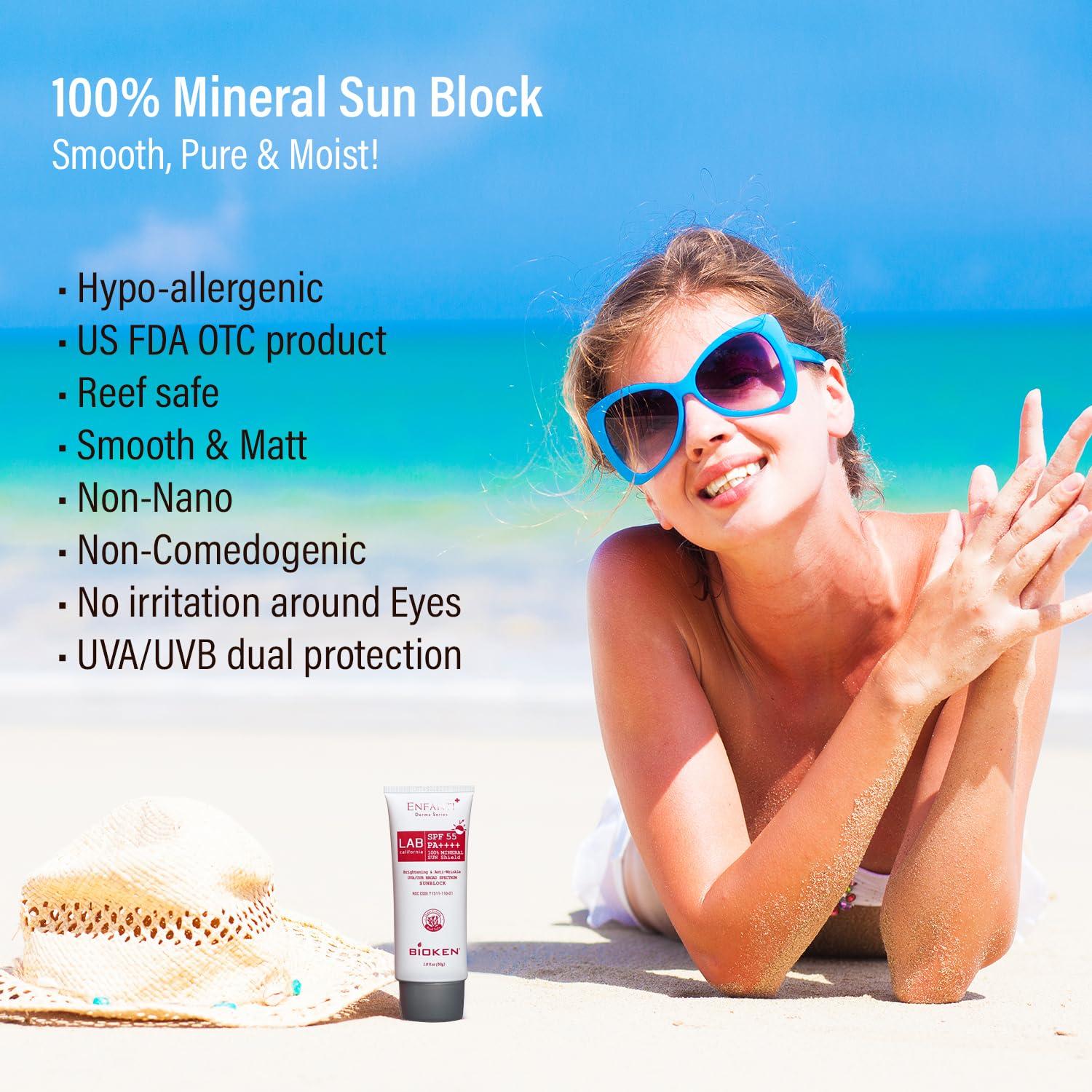 Bioken Bioken Enfanti Derma Series Sunscreen SPF 55 PA++++ 100% Mineral Sun Shield Organic Extracts UVA/UVB Broad Spectrum Sunblock