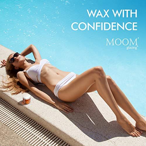 MOOM MOOM Organic Sugar Wax Kit for Hair Removal with Cucumber & Lemon Juice - Natural Sugaring Glaze for Body & Bikini – Includes 12 Waxing Strips & 6 Applicators 3 oz. 3 Pack