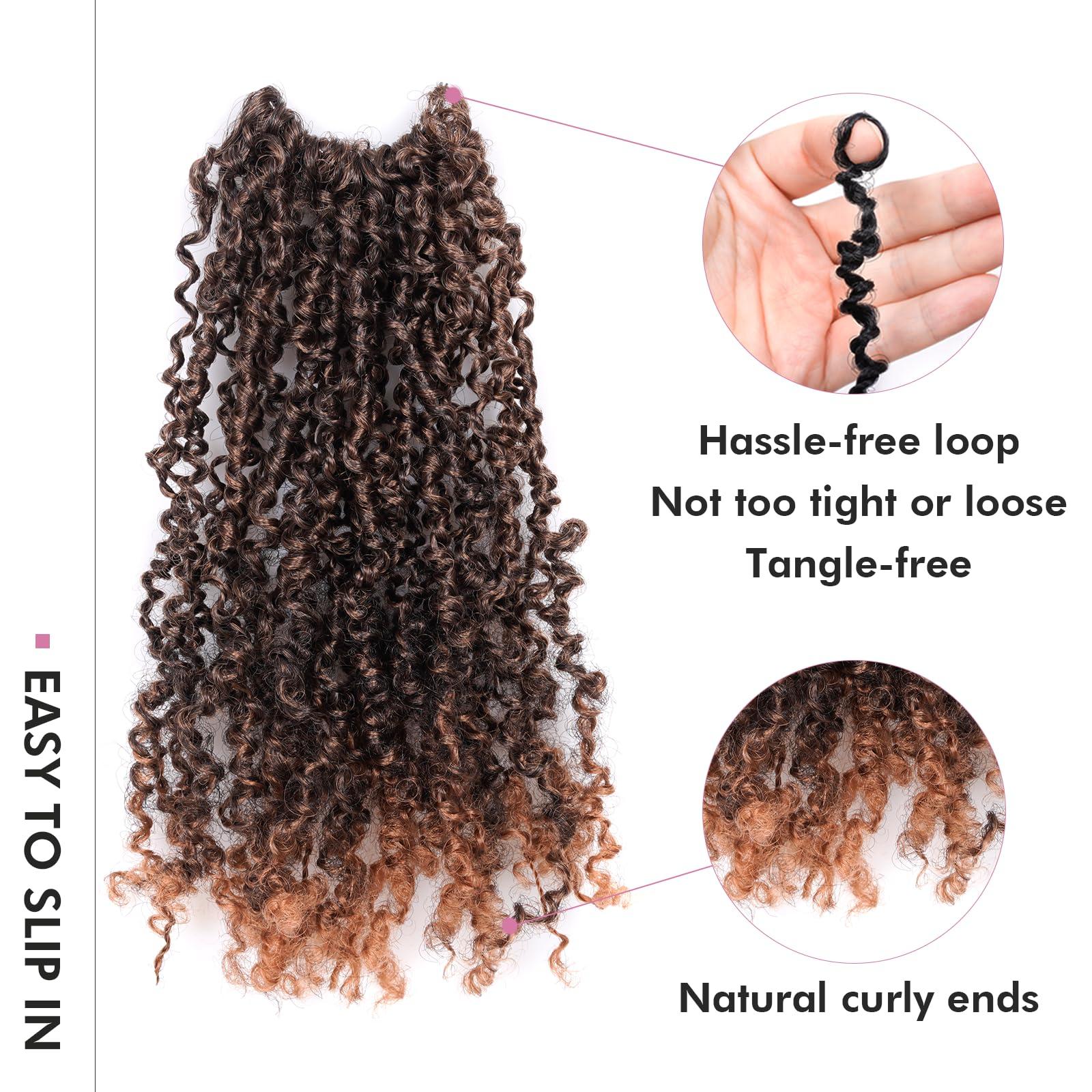 ToyoTress Toyotress Yanky Twist Crochet Hair - 10 Inch 8 Packs (30 Strands/Pcs) Fluffy Spring Mini Twist Short Bob Passion Twist, Ombre Brown Pre-Looped Crochet Braids Braiding Hair (10 Inch, T30-8P)