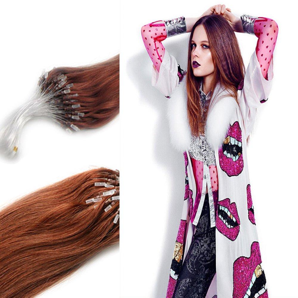 Yotty Yotty Remy Human Hair Extensions Micro Ring Loop Tip Double Drawn Hair (26''0.5g/s, Auburn)