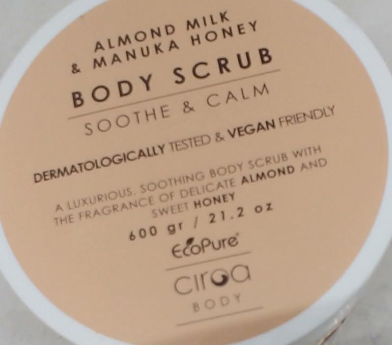 Australian Ciroa, BODY SCRUB, ALMOND MILK & MANUKA HONEY, 21.2oz, Soothe & Calm, Dermatologically Tested & Vegan Friendly (600gr)