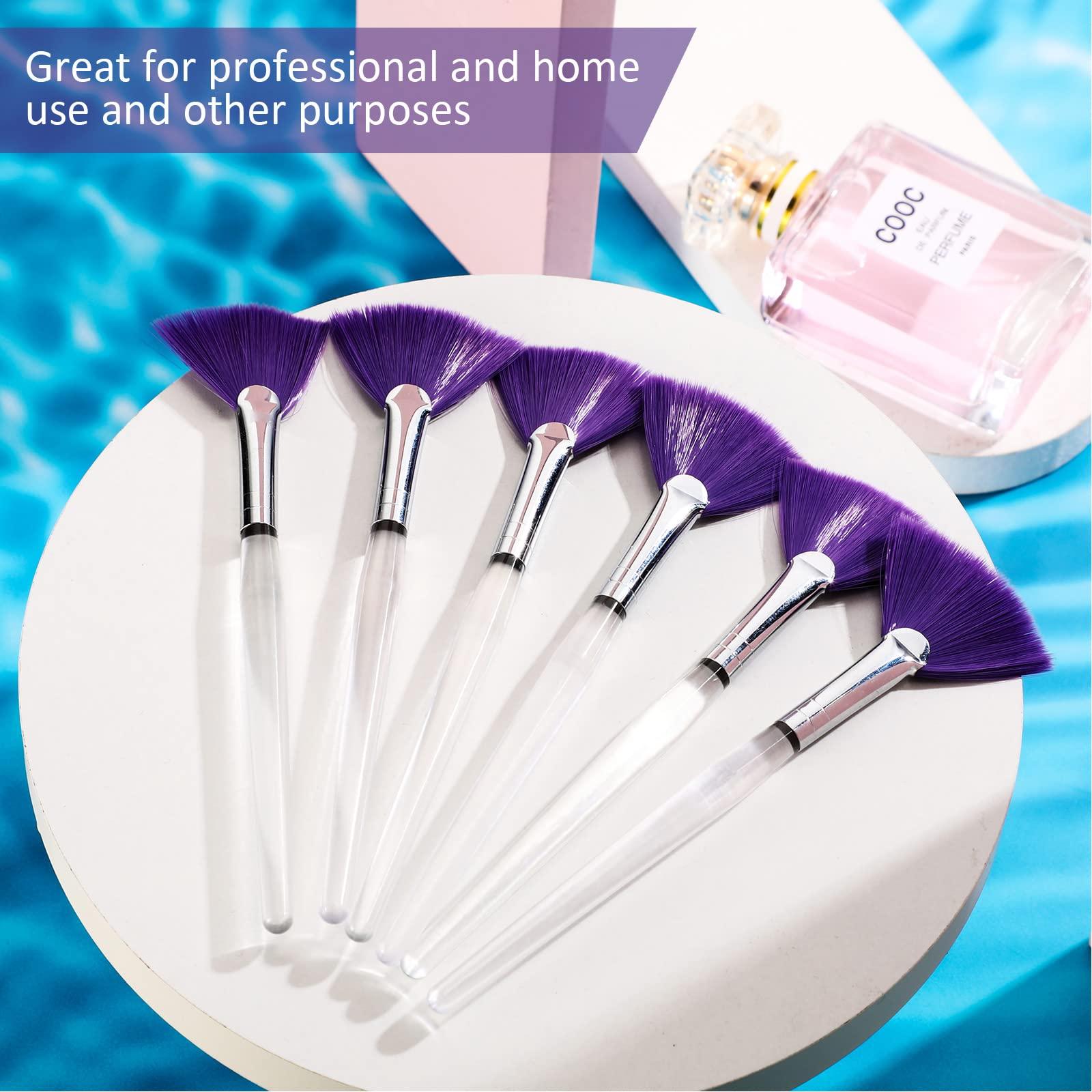 Maitys Maitys 6 Pieces Fan Mask Brushes Soft Fan Facial Mask Applicator Tools Brush Makeup Brushes Cosmetic Tools with Handle for Makeup Women(Purple Hair)