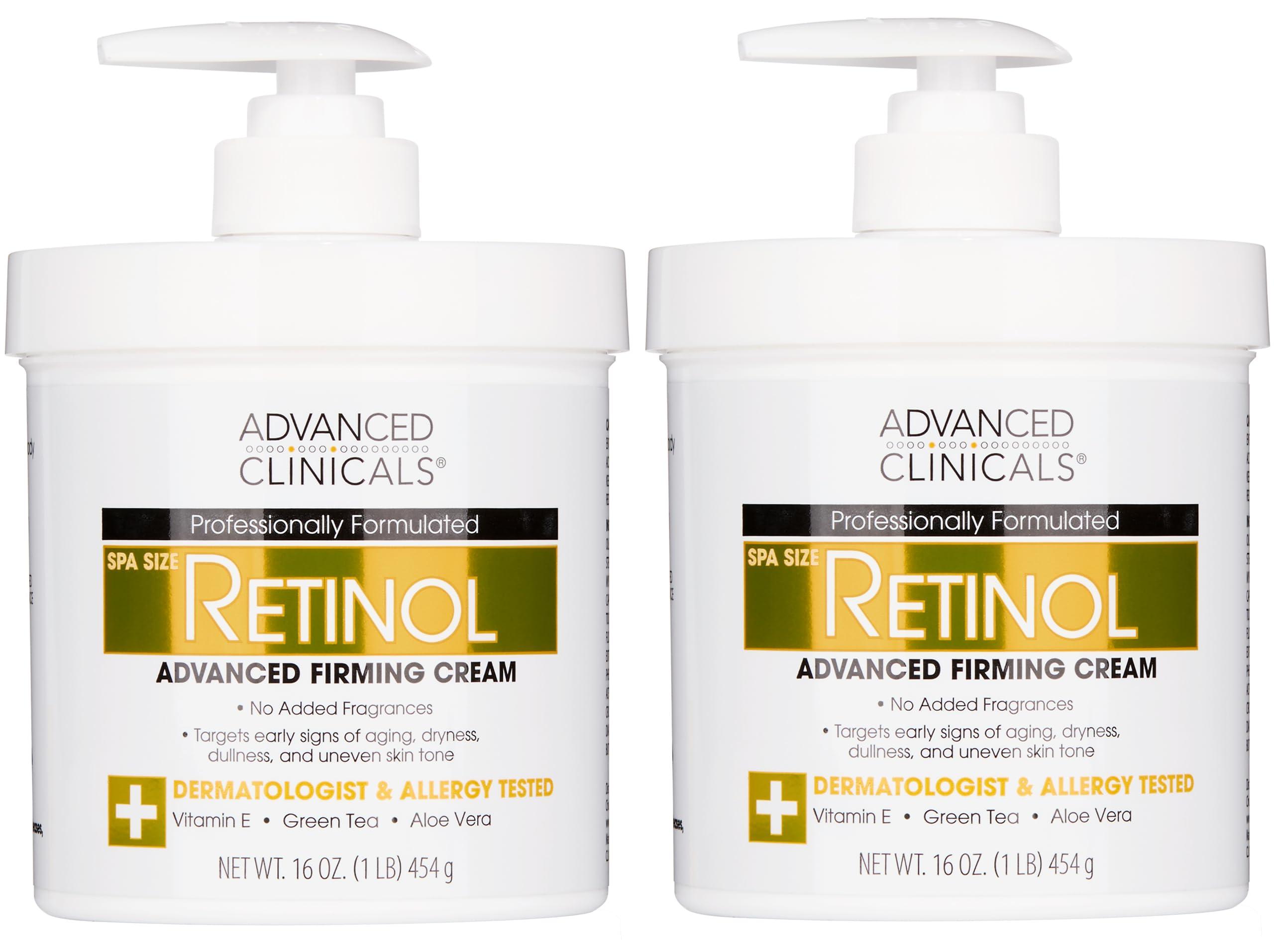 Advanced Clinicals Advanced Clinicals Retinol Body Lotion & Face Moisturizer | Visible Anti Aging Skin Care Retinol Body Cream For Women & Men Targets Look Of Fine Lines, Wrinkles & Crepe Looking Dry Skin, 16OZ, 2-Pack