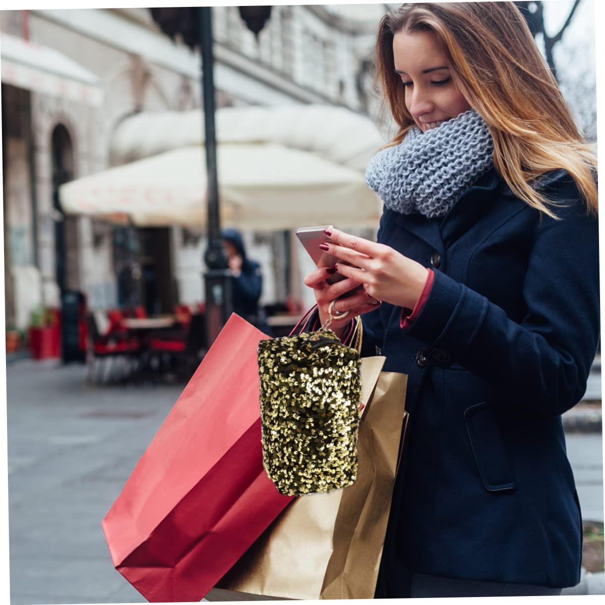 PLAFOPE PLAFOPE 1Pc Sequin Cosmetic Bag for Women Portable Travel Toiletry Makeup Organizer Capacity Square Storage Pouch Random Zipper Style