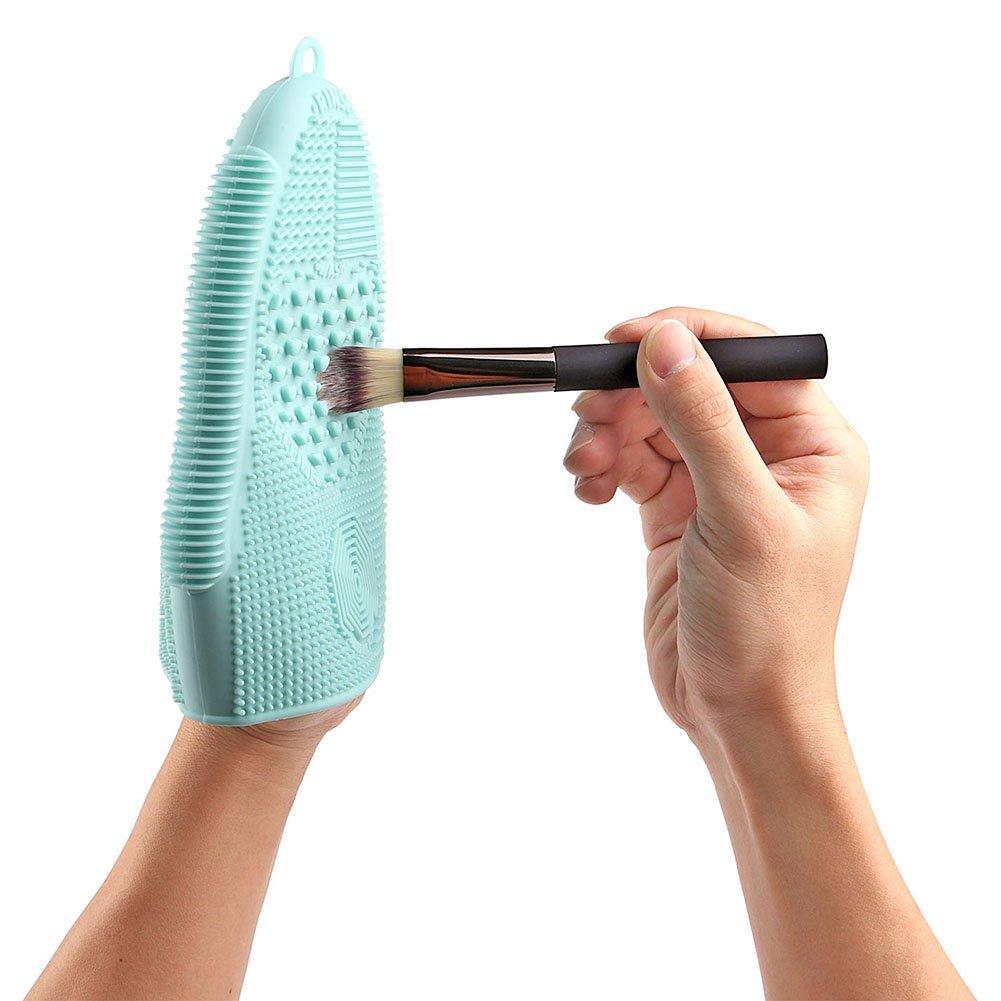 ScivoKaval ScivoKaval Makeup Brush Cleaner Glove Mat Mitt Silicone Cosmetic Cleaning Scrubber Tool Face Brushes and Eye Brush Washing Pad Mint Green