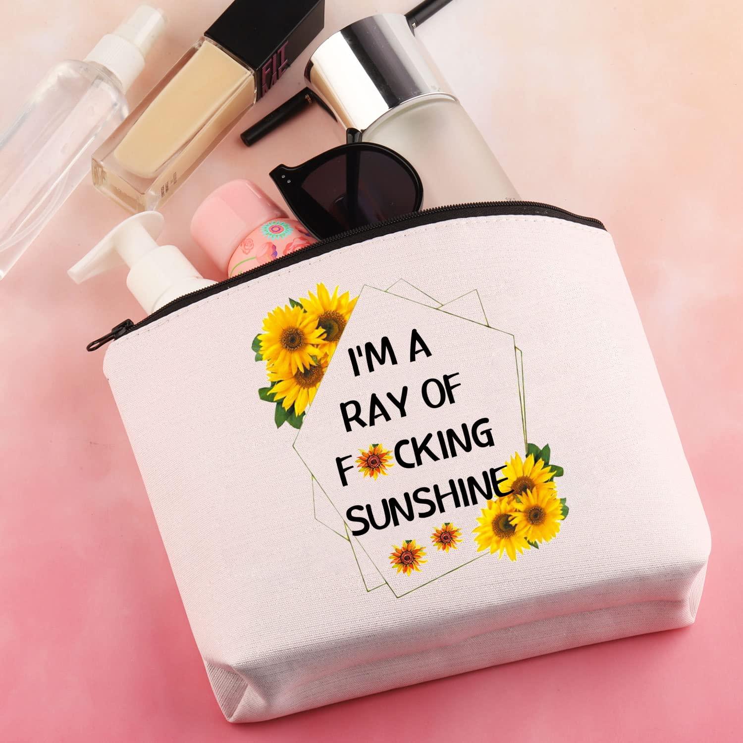 BDPWSS BDPWSS Funny Quote Makeup Bag I'm a Ray Of Sunshine Sarcastic Sunshine Travel Pouch For Friend Coworker Boss Gift (Ray of sunshine)