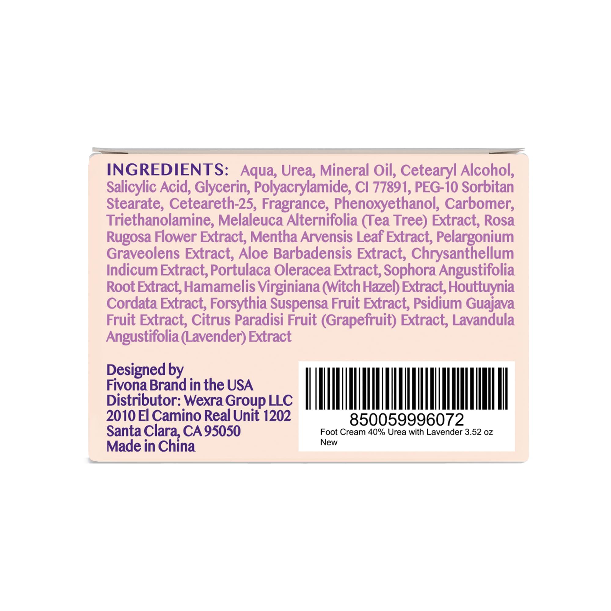 FIVONA FIVONA 40% Urea Cream with 2% Salicylic Acid - Foot Cream with Tea Tree and Lavender Extracts Foot Lotion for Dry Cracked Heels, Dead Skin & Callus Remover, Feet Moisturizer Repair Cream
