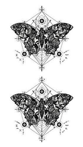 SanerLian SanerLian Butterfly Temporary Tattoo Sticker Moth Insect Fake Tatoo Women Girls Chest Back Arm Body Art 10.5X6cm Set of 12