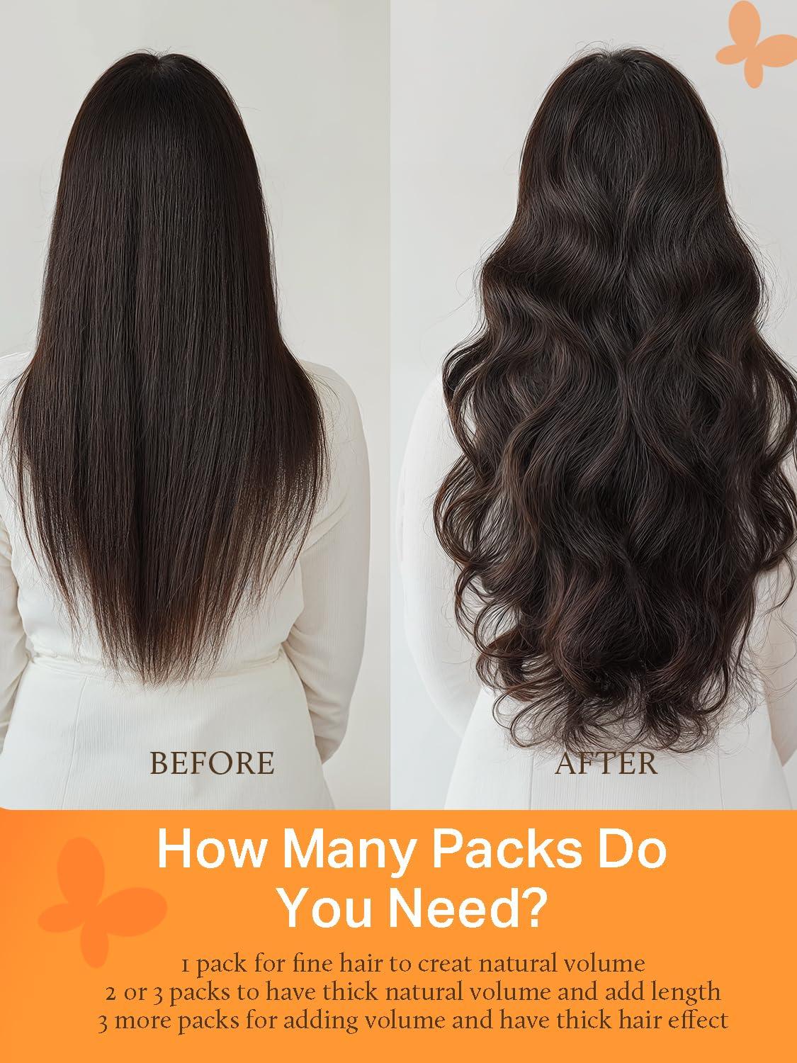 DOORES DOORES Sew in Hair Extensions Weft Hand Tied Hair Extensions, 18 Inch Dark Brown 50g, Sew in Hair Extensions Bundles