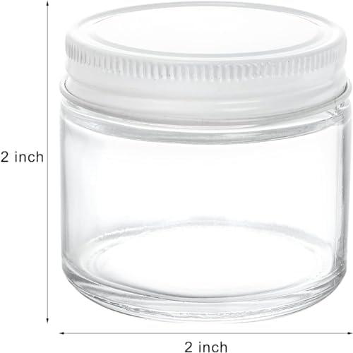 Liberty Leather 3oz Straight Sided Glass Jar with White Metal Cap - 24 Pack - Clear Glass Jar with Lids for Home and Office Use - Food Storage Containers for Preserves, Herbs, Spices, and More (3oz, 24 Pack)