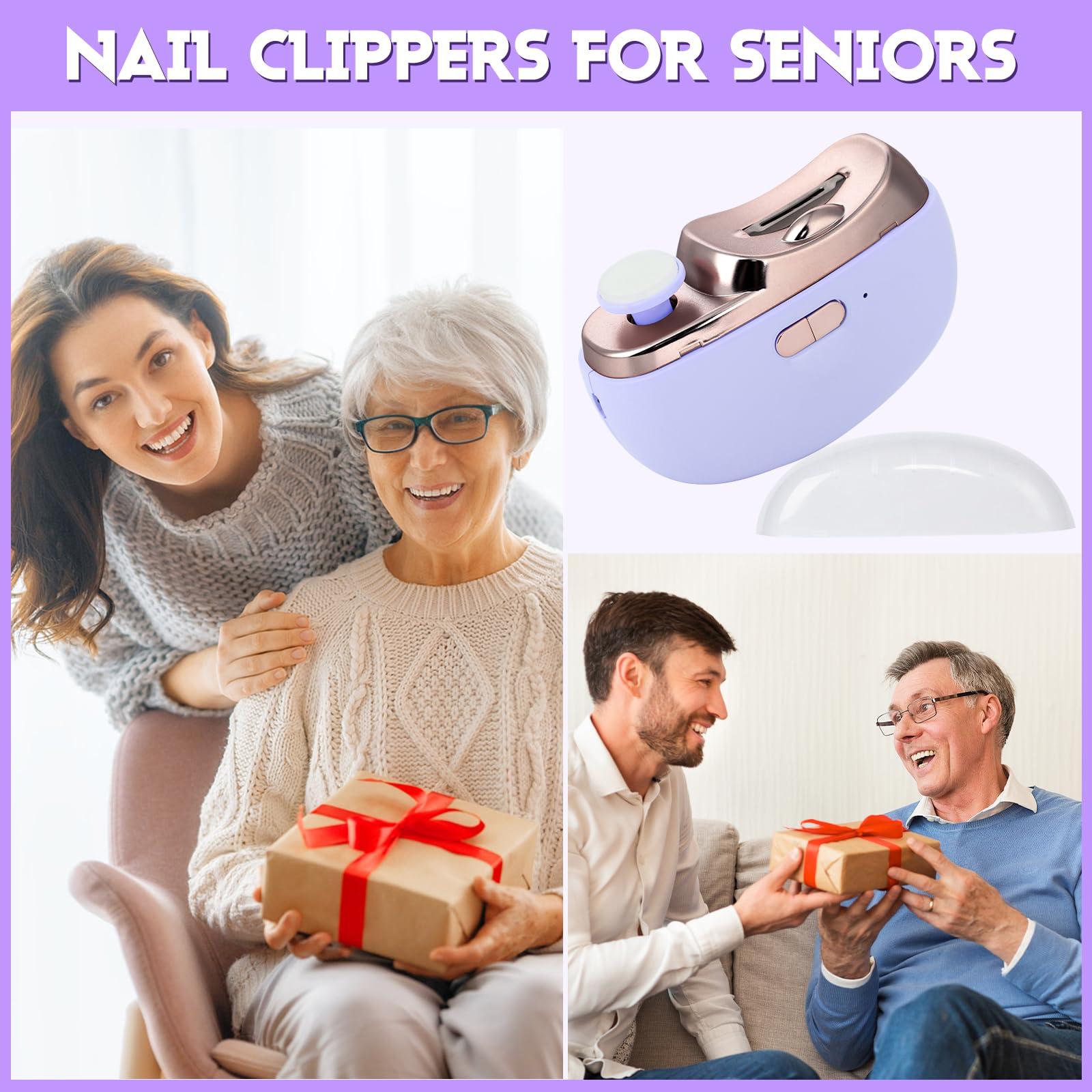 CLORISLAND 3 in 1 Automatic Electric Nail Clipper Polishing, Electric Toenail Trimmer Clippers for Seniors Adult, Safe Convenient Electric Nail Trimmer Cutter Nail File Clip Storage 2 Speeds, Purple