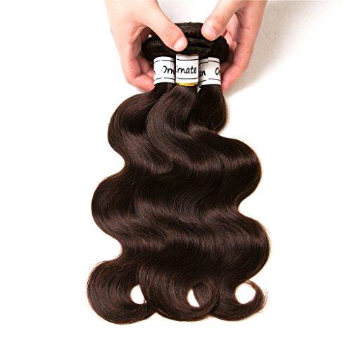 Ornate Hair Dark Brown Bundles Human Hair 3 Bundles Brazilian Body Wave Hair Extension Virgin Hair 100% Human Hair Double Weft Weave Bundles Dark Brown Color #2(14 16 18 Inch)……