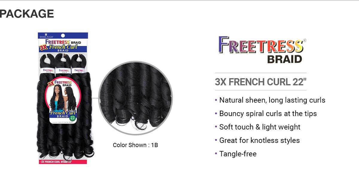 FREE TRESS FreeTress Crochet Braids 3X French Curl 22" (pack of 1, T530)