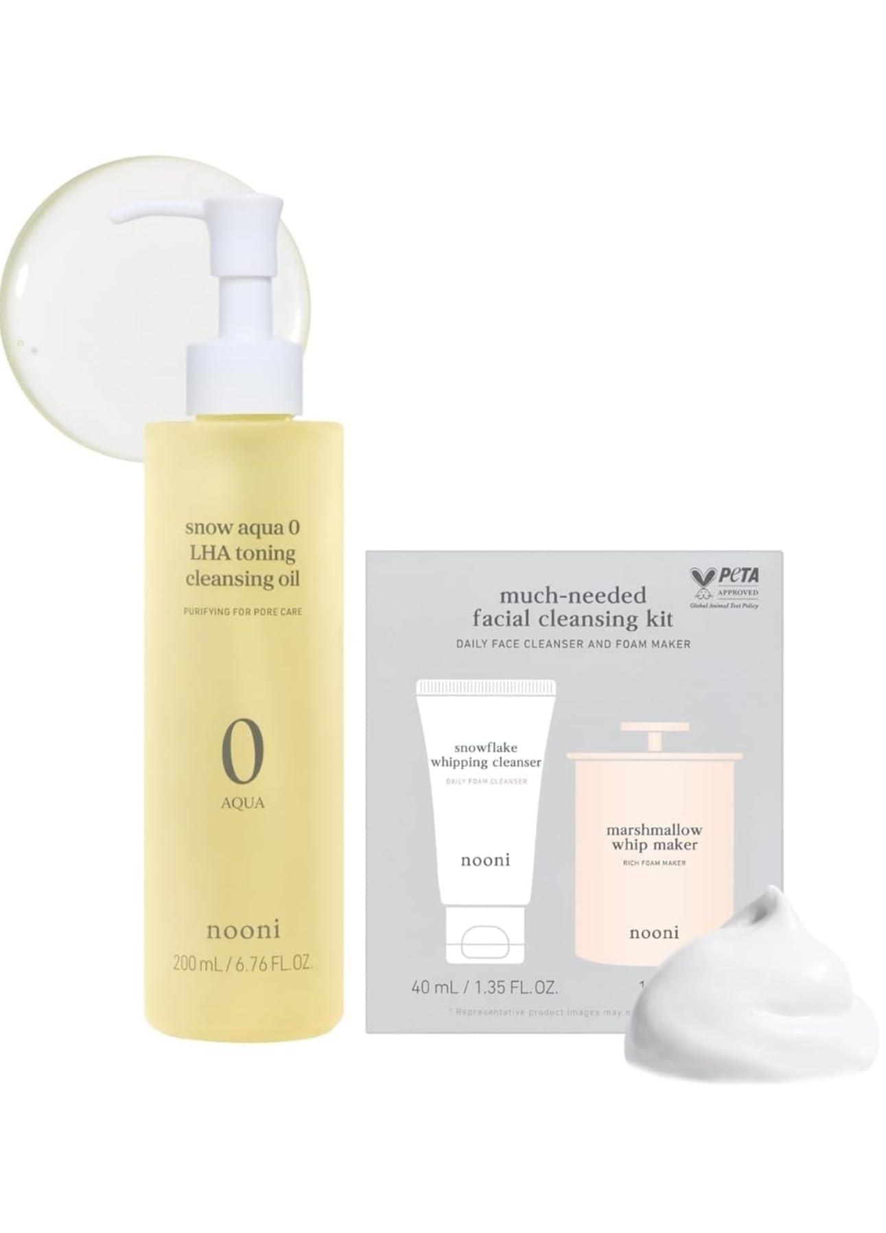 NOONI NOON Facial Oil Cleanser + Whip Maker & Whipping Cleanser Kit Bundle