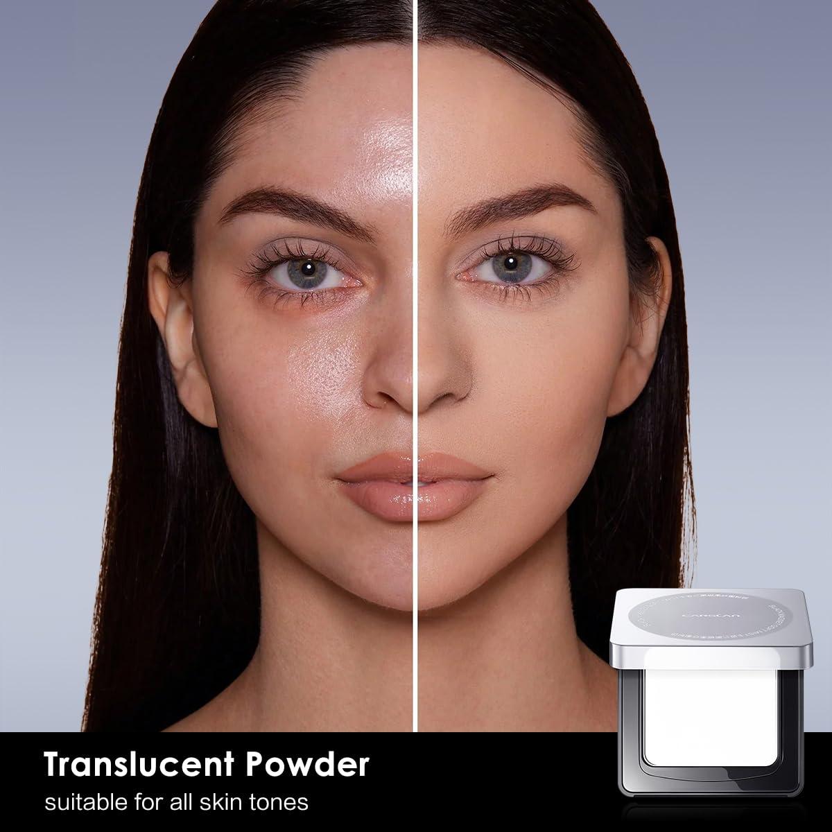CARSLAN CARSLAN Oil Control Face Pressed Powder Compact, 24H Longlasting Waterproof Pressed Setting Powder Foundation Makeup, Shine Free, Poreless, Smooth, 02 for oily skin (0.28Oz)