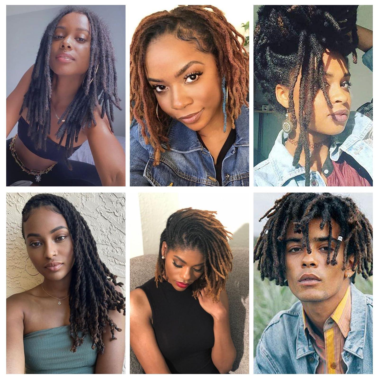 Netoe Netoe Loc Extensions Human Hair Dreadlock Extensions Permanent Locs Extensions Human Hair Natural Black Permanent Handmade Dreadlocks For Women and Men Daily Wear 6 Inch 60 Strands 0.6cm
