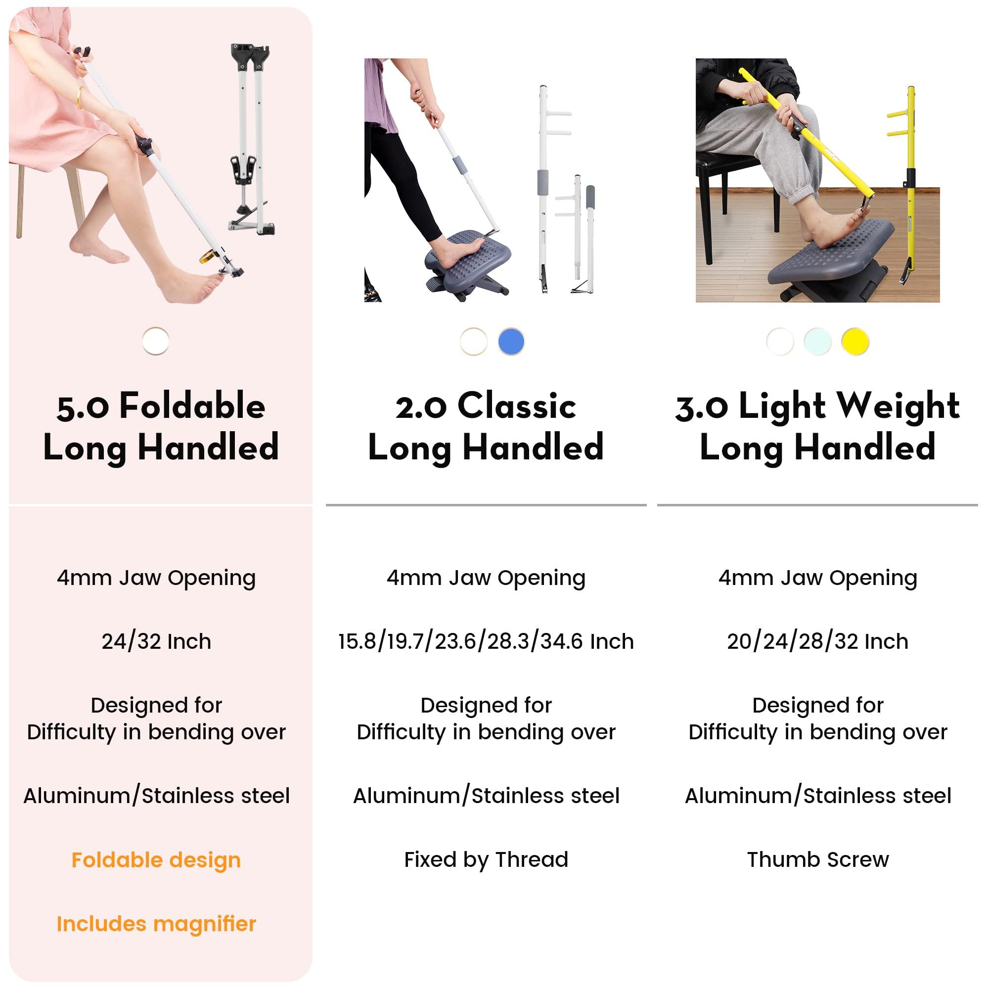 DEPSUNNY Foldable Long Handle Toenail Clippers Scissors, Include Magnifier, Foldable Handle, Wide Jaw Opening, Design for Seniors, Overweight, Hip and Waist Patients | Easy to Carry (with Magnifier, 24Inch)