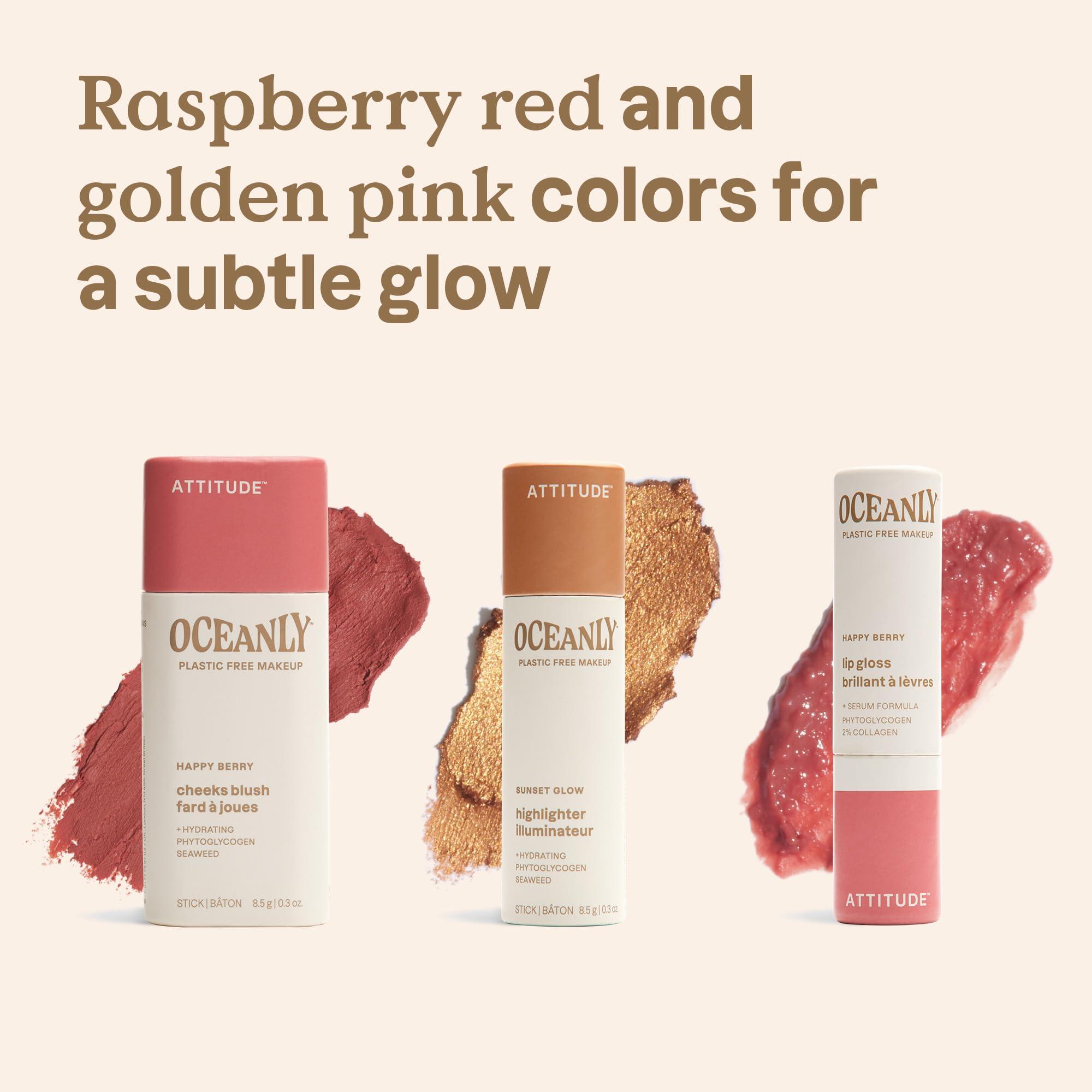 ATTITUDE ATTITUDE Happy Berry Makeup Trio Set, EWG Verified, Titanium Dioxide-Free, Plastic-free, Plant and Mineral-Based Ingredients, Vegan and Cruelty-free Beauty Products, Set of 3 Makeup Sticks
