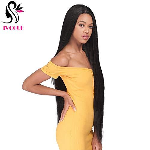 iVogue Hair 32inch Malaysia Virgin Human Hair Wigs Long Glueless Lace Front Wigs with Bleached Knots Baby Hair for Black Women (28inch, Straight)
