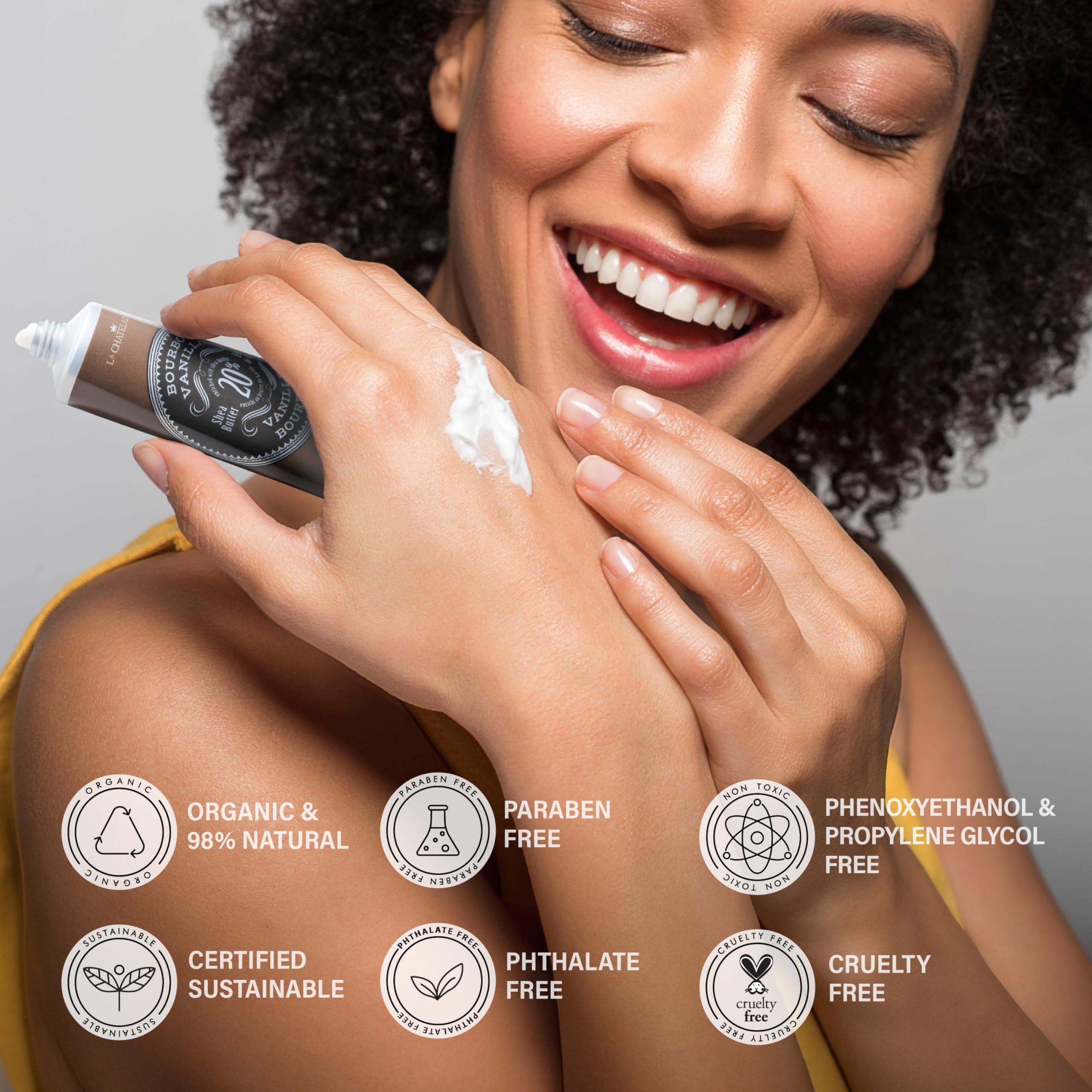 La Chatelaine La Chatelaine 20% Shea Butter Hand Cream Travel Size, Men, Unisex, Organic Argan Oil, Moisturizing, Nourishing, Extra-Rich Hand Lotion, Made in France, Paraben Free, 1 oz / 30ml (Bourbon Vanilla)