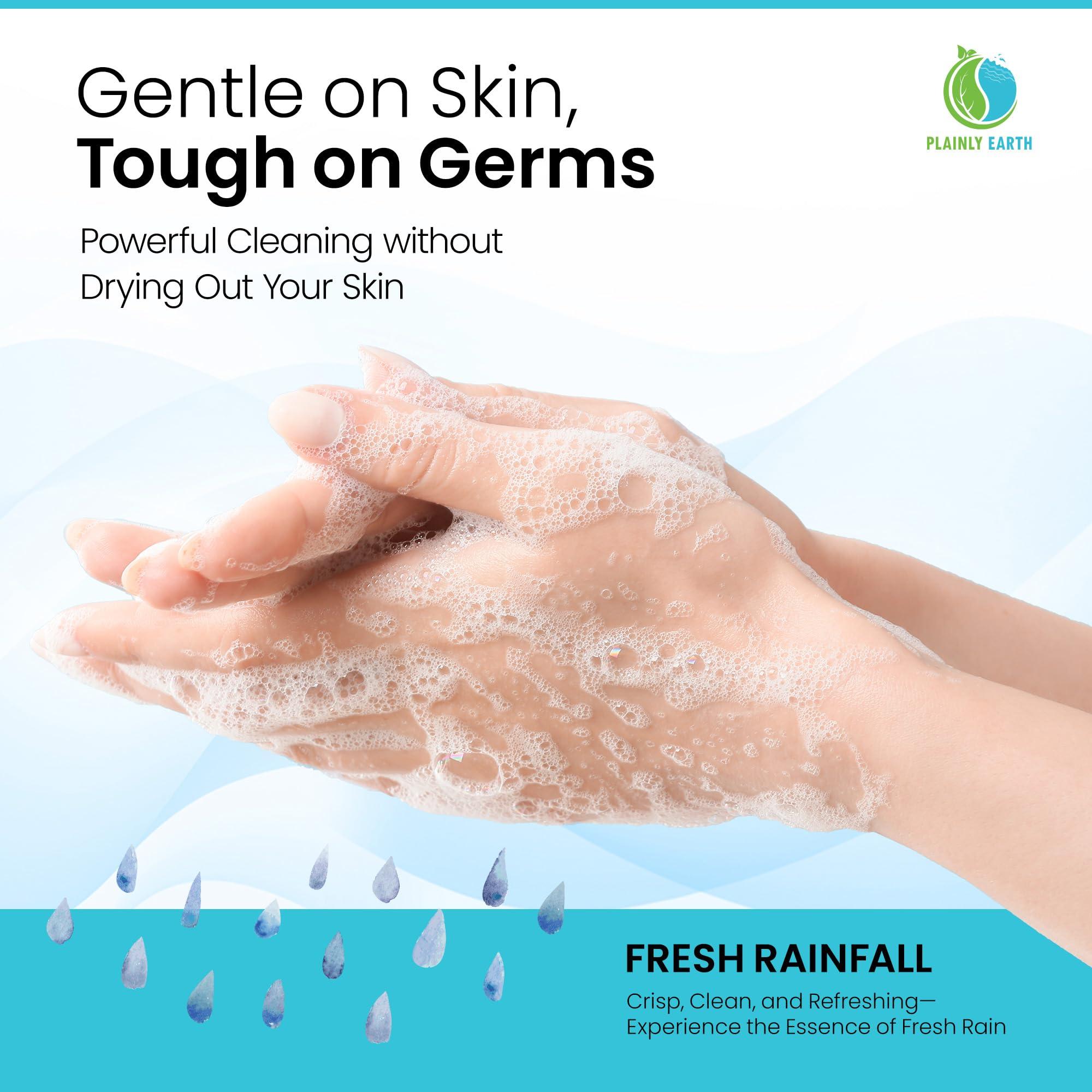 Plainly Earth AntiMicrobial Hand Soap - Antibacterial Hand Soap Moisturizing - Liquid Hand Soap Refill Antibacterial Gallon - Moisturizing Hand Soap Antibacterial - Gentle Hand Soap - Fresh Rainfall, 64 oz