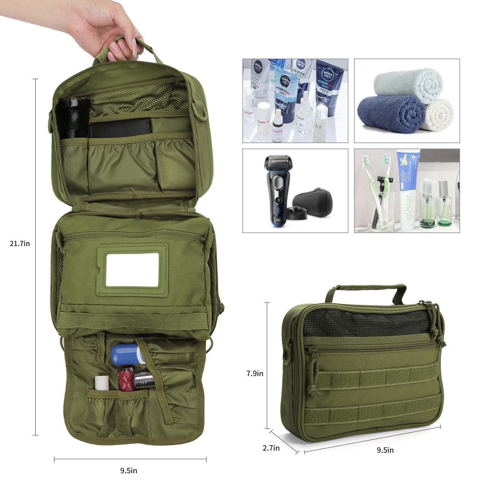 SUNRISING SUNRISING Toiletry Bag for Men Travel Bag for Toiletries Mens Toiletry Travel Bag Toiletry Bags Hanging Travel Toiletry Bag Dopp Kit for Men Toiletry Bags for Traveling Shaving Bag for Men Army Green