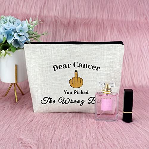 Sfodiary Cancer Awareness Gift for Women Makeup Bag Cancer Fighter Survivor Gift Cancer Gift for Chemo Patient Chemotherapy Gift for Women Recovery Gift Christmas Inspirational Gift Travel Cosmetic Bag