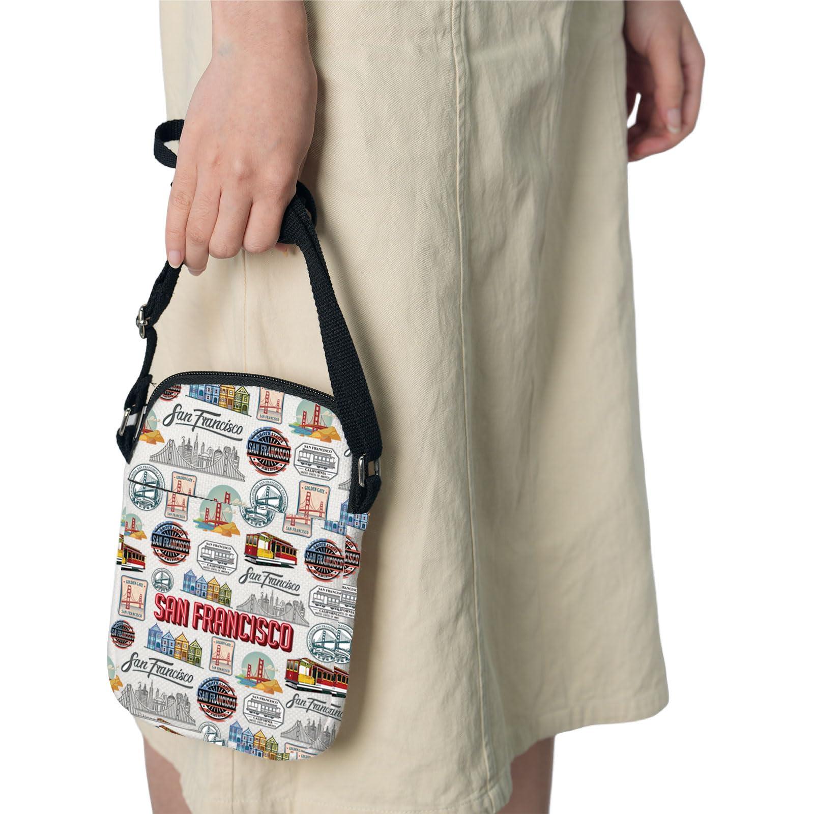 UJIMS UJIMS San Francisco Souvenir San Francisco Trip Crossbody Bag San Francisco Landmarks Gifts California State Map Gift (SFCBag)