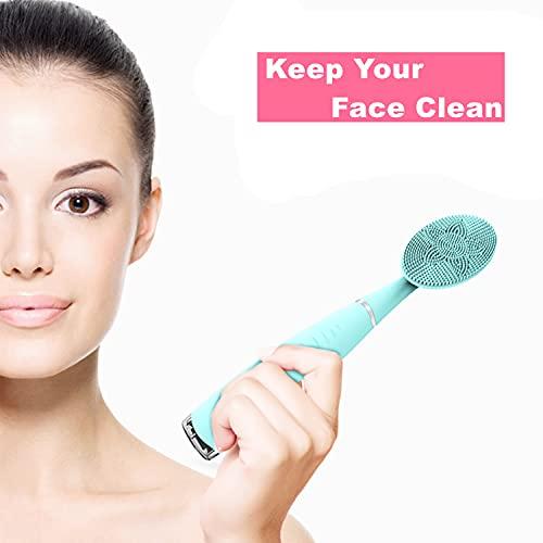 kanuo Sonic Facial Cleansing Brush, 5 Adjustable Speed Waterproof Sonic Vibration Rechargeable Face Cleansing Brush for Deep Cleansing (Blue)