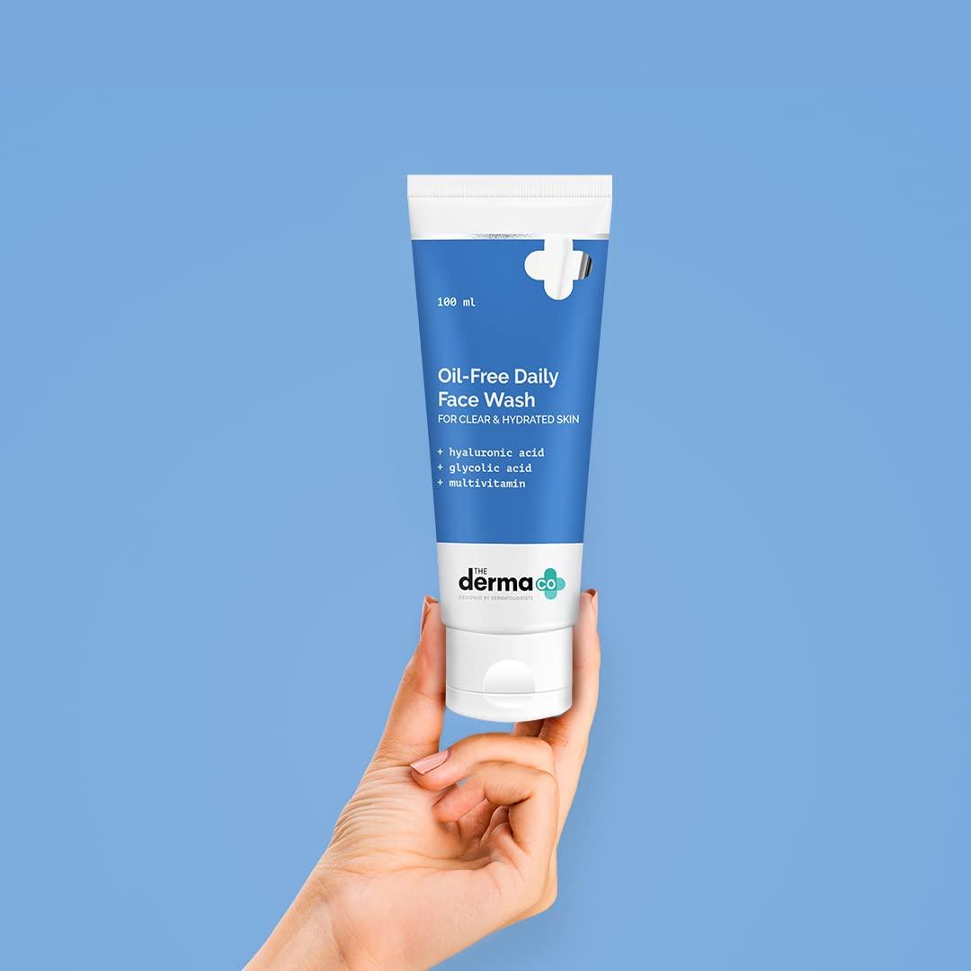 The Derma Co The Derma Co Oil-Free Daily Face Wash for Clear & Hydrated Skin | Gently Exfoliates & Removes Excess Oil | Hyaluronic Acid Helps Fight Post-Wash Dryness | 3.38 Fl Oz/100ml