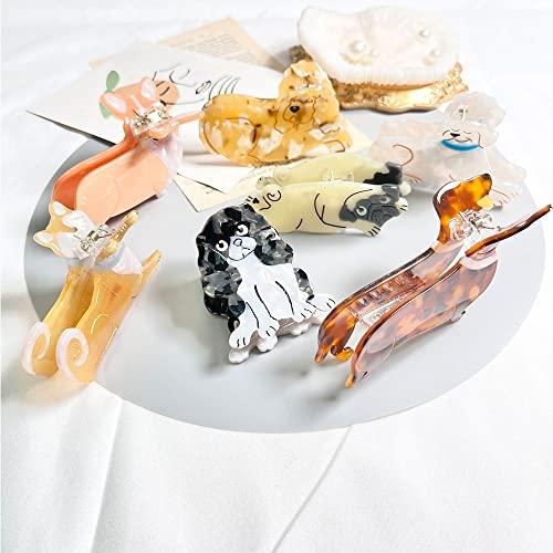 OMG Decor Pug Dog Hair Clips,Small Claw Clips for Girls,Acetate Hair Clips for Women,S5