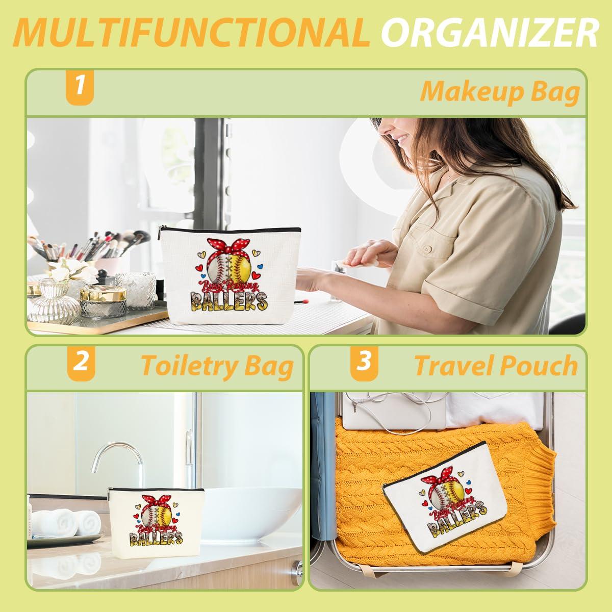 CQM Baseball Gifts Softball Gifts Baseball Makeup Bag Baseball Stuff Softball Cosmetic Bag Baseball Coach Gifts Zipper Pouch for Girls Women Baseball Player Team Coworker Friend Graduation Birthday Gifts