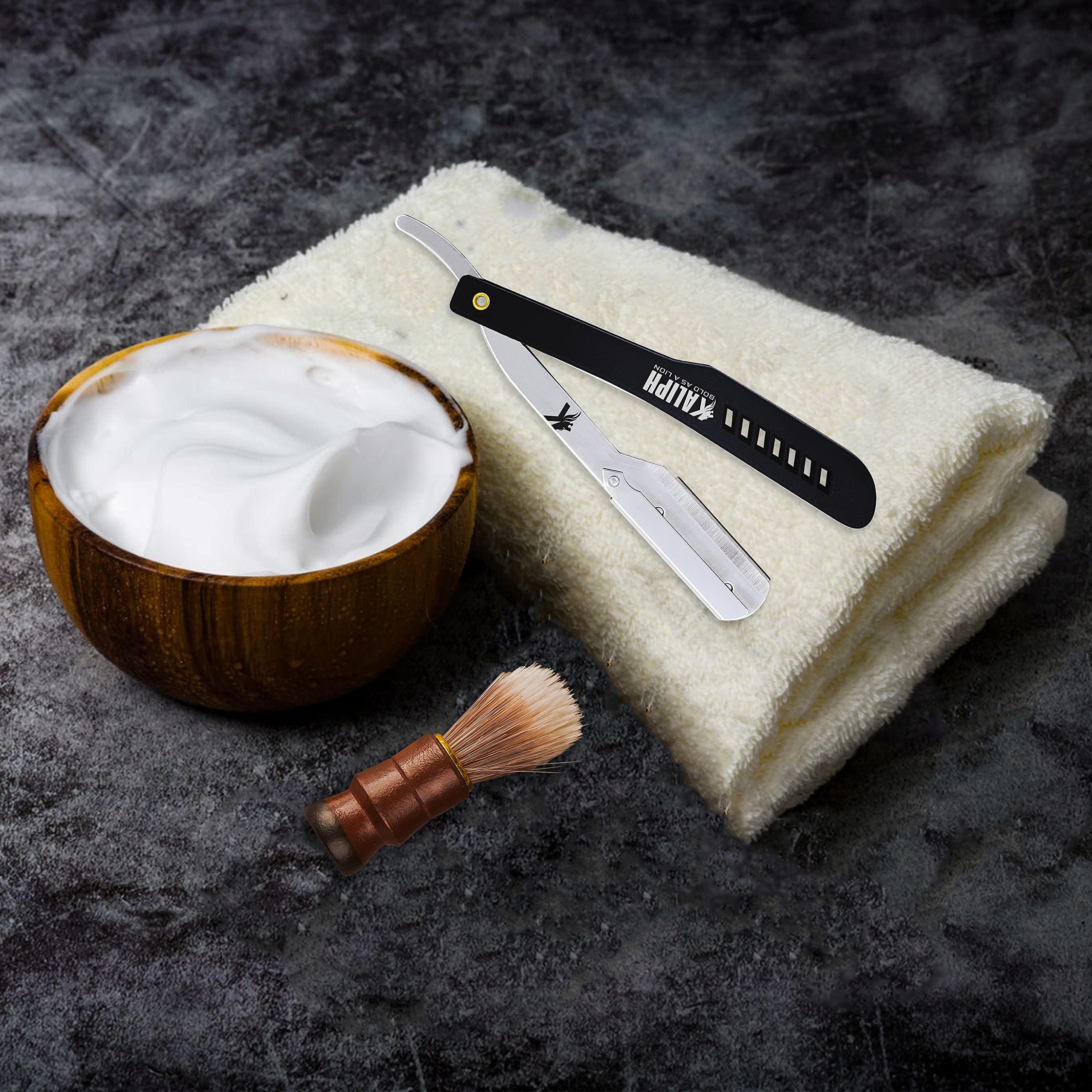 KALIPH Kaliph Professional Straight Razor For Men - Premium Pack of 2 Straight Edge Barber Razor With 100 Blades - Smooth Shaving Men's Manual Cut Throat Shaver Safety Kit (Black)