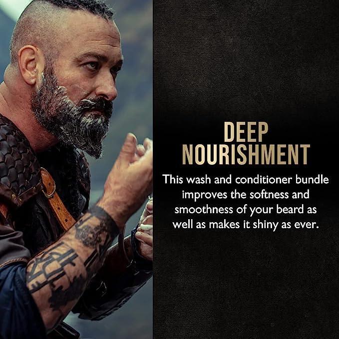 The Beard Struggle The Beard Struggle - Radiance Beard Wash & Conditioner Bundle - Silver Collection - Pack of 2, Viking Storm - Nourish, Cleanse, Softens, & Strengthens Beard - Beard Wash and Conditioner for Men