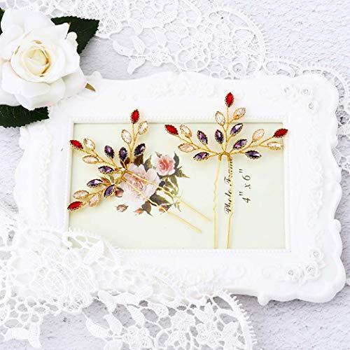 Barode Barode Baroque Crystal Wedding Hair Pins Bridal Hair Clips Accessories for Brides and Bridesmaids Pack of 2 (Red)