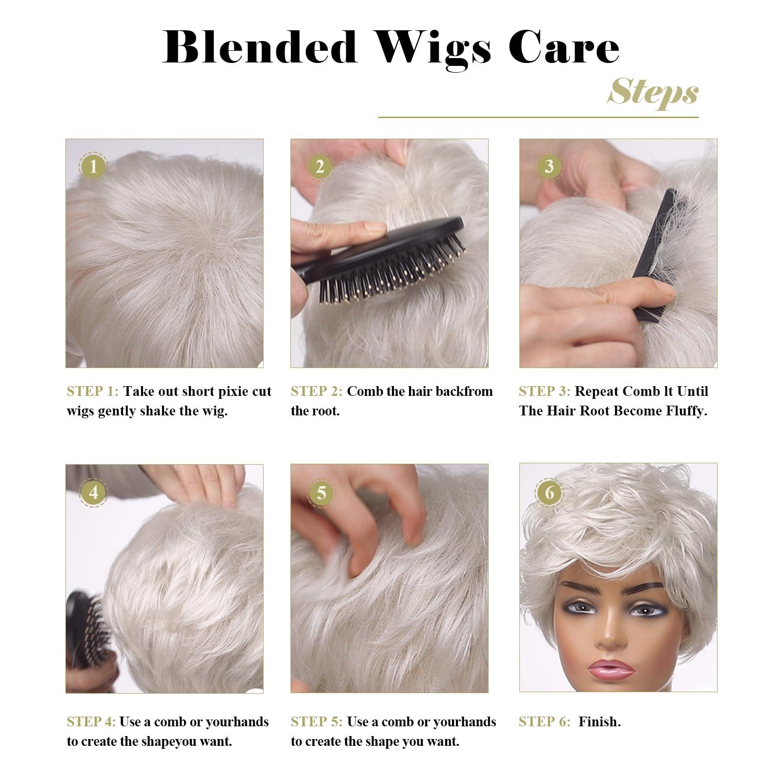 DWY DWY Short Brown Human Hair Blend Wigs for White Women Synthetic Wigs Layered Heat Resistant