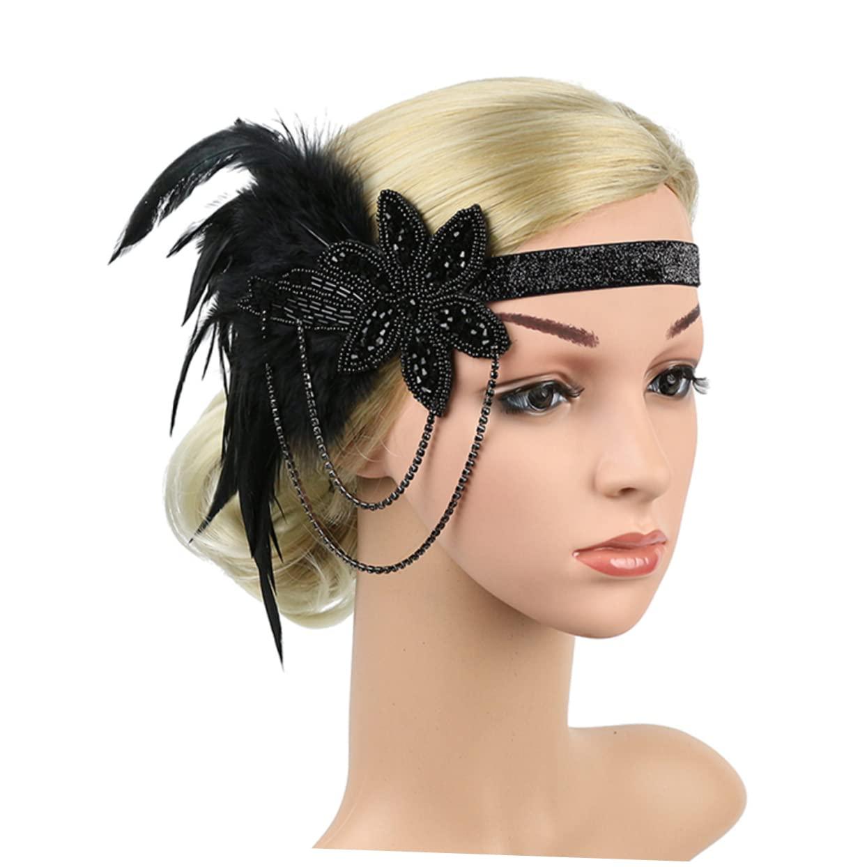 HAKIDZEL HAKIDZEL Accessories Womens Head Bands Headband Fascinators Hair Hoop Women Hairband 20s Headband Feather Headbands Peacock Headband Tassel Chain Miss Diamond