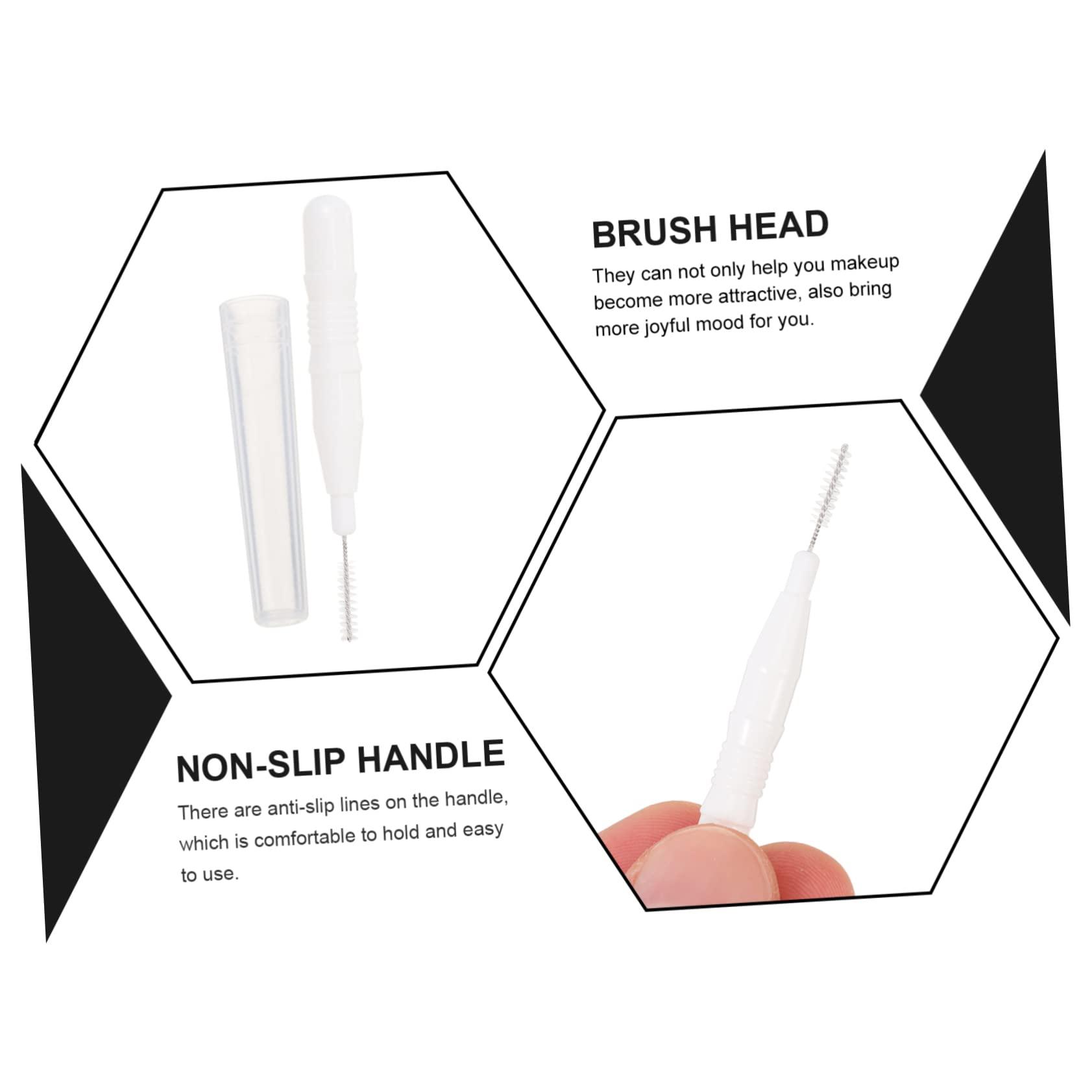 MERRYHAPY MERRYHAPY 20pcs Micro Eyebrow Brush with Cap Palette Eyelash Cosmetic Kit Eyebrows Tiny Eyebrow Comb Lashes Fluffy Wispy Mini Brow Brush Razor Glitter Mascara Mini Makeup Brush Pp White