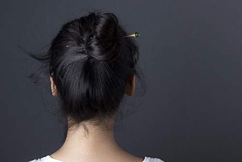 qbodp qbodp S925 Silver Hair Sticks for Buns Imitation Jasper Golden Hair Chopsticks Elegant Hair Pins Stick Chinese Classical Chopsticks for Women Hair Accessories