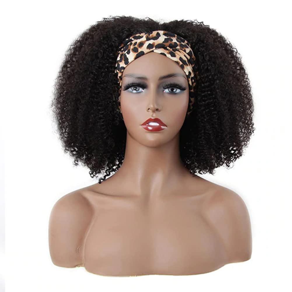 ISEE ISEE Hair Afro Kinky Curly Headband Wig Human Hair 180% Density Afro Wigs for Black Women Natural Curls 10A Glueless Human Hair Wigs (14 Inch)