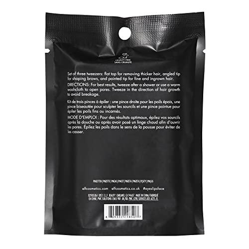 e.l.f. e.l.f. Tweezer Trio Kit, Three Mini Eyebrow Tweezers For Shaping, Defining & Grooming Brows, Great For Touchups On The Go, Vegan & Cruelty-Free