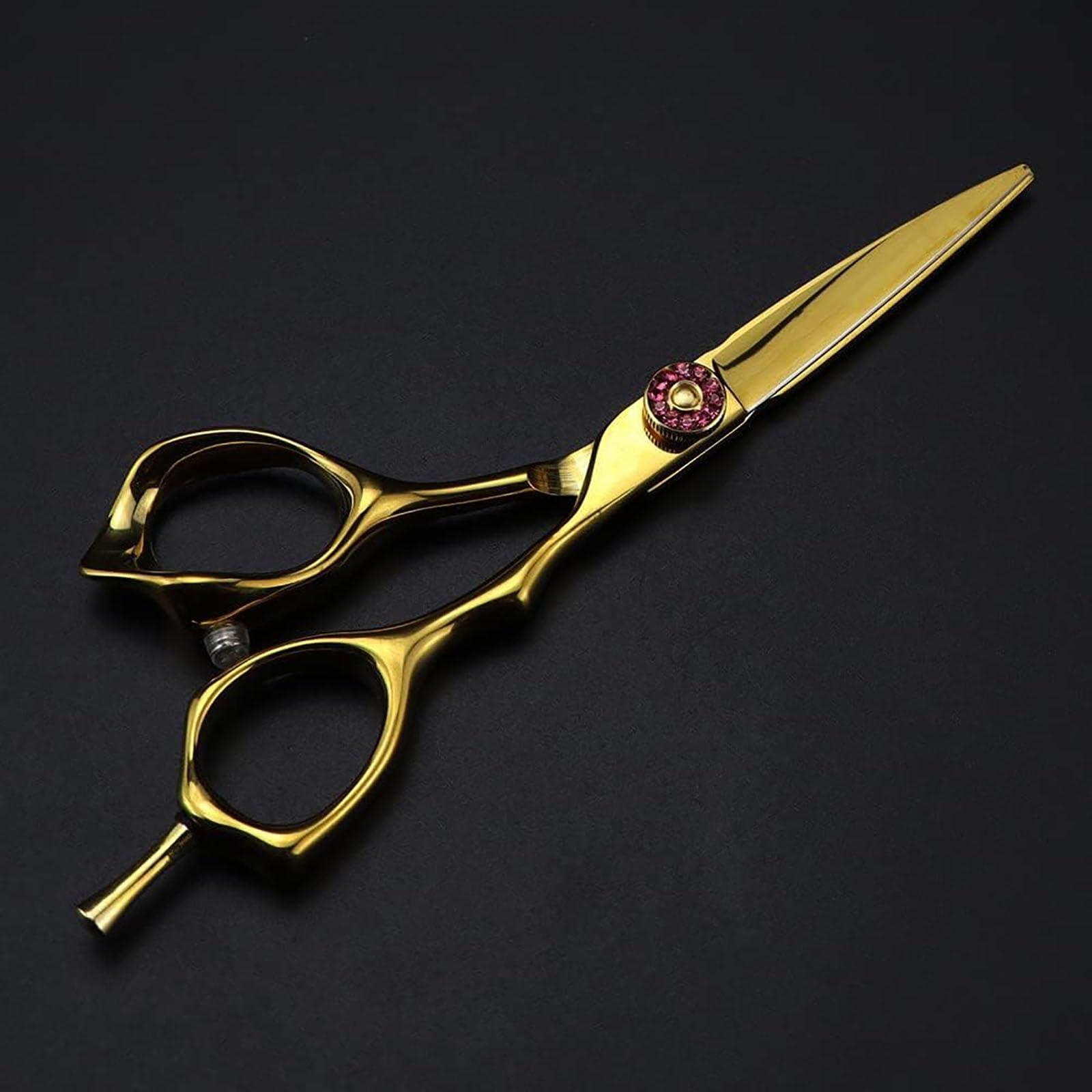 USLXDCYC USLXDCYC Hair Cutting Scissors Shears Kit, 5 Inch Professional Steel Scissor Gold Hair Scissors Haircut Thinning Barber Tools Cutting Shears Hairdressing Scissors Set gift