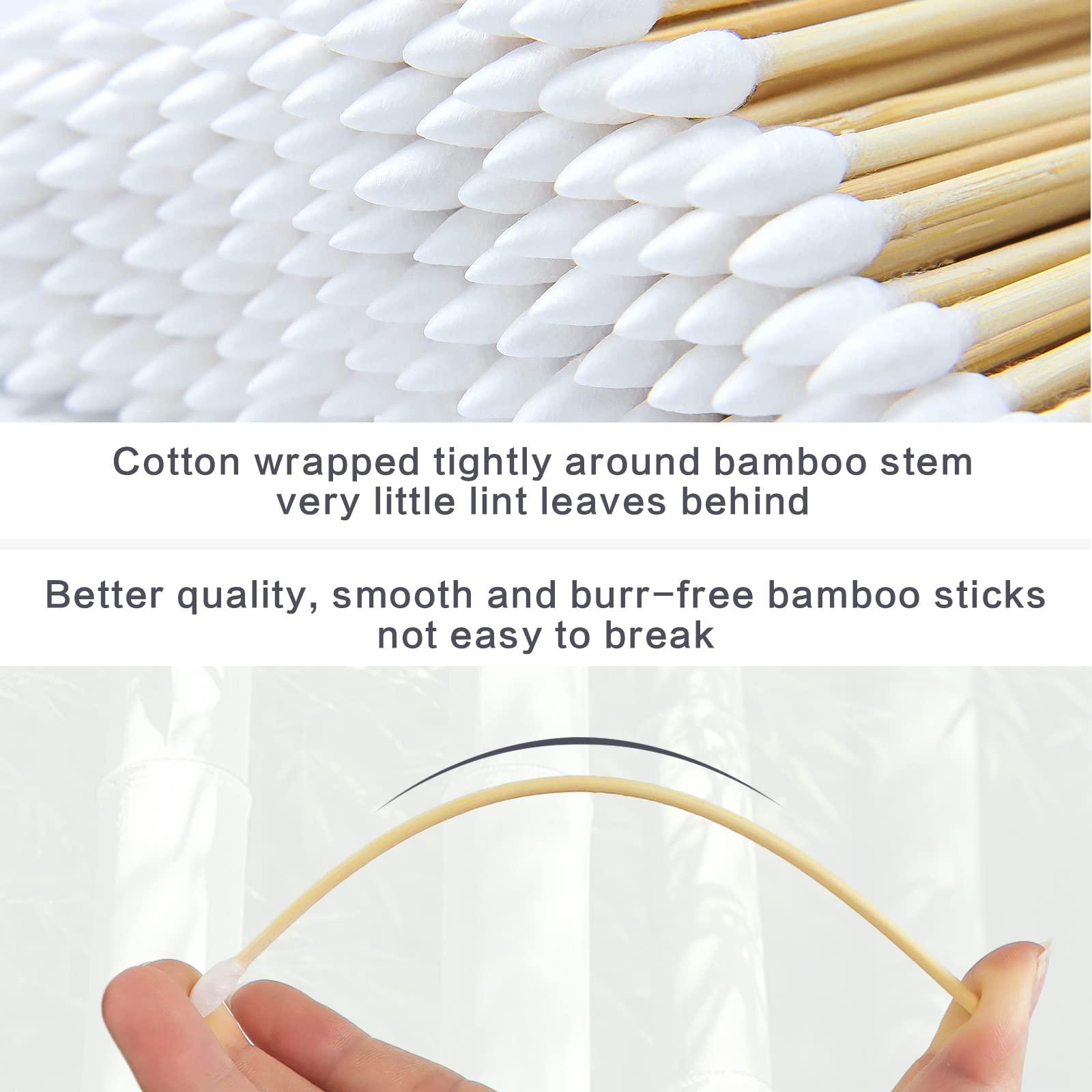 PINGMIC 500PCS Precision Gun Cleaning Swabs, 6 Inch Pointed Cotton Swabs with Storage Case - Lint Free Sturdy Cotton Swabs with Bamboo Handle - Long Cotton Swab for Gun Cleaning, Makeup, Electronic