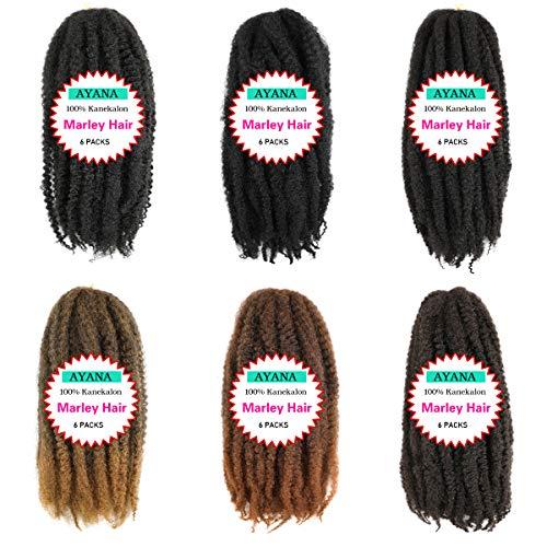 Ayana 6 Packs Marley Twist Braiding Hair 24 Inch Marley Hair Crochet Braids Long Afro Kinky Synthetic Kanekalon Fiber Marley Hair For Twists Braiding Hair Extensions (24inch, T27)