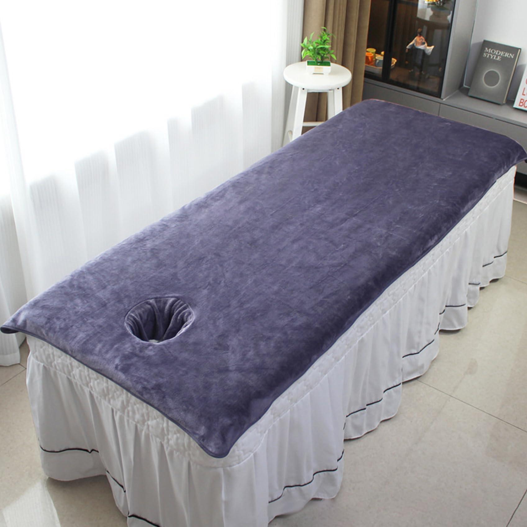 CUCUFA Massage Bed Cover with Face Hole, 32x75 Inch Absorbent Massage Table Cover, Soft Microfiber Massage Couch Cover, Reusable Beauty Bed Cover, Grey, Massage Table Cover with Face Hole